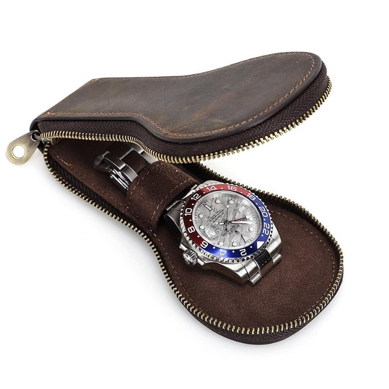 Vintage Leather Watch Travel Case