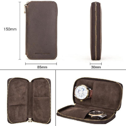 Vintage Handmade Leather Watch Storage Bag